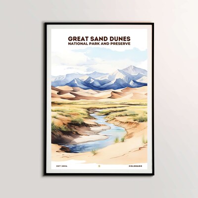 Great Sand Dunes National Park and Preserve Poster, Travel Art, Office Poster, Home Decor | S8 - image1